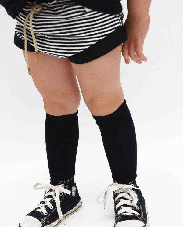 bermuda olímpico rayas negro y blanco unisex niño niña algodón orgánico moderno